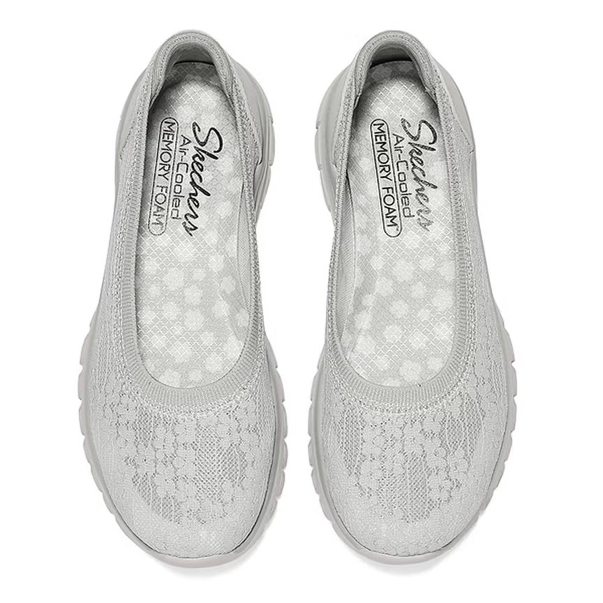 Skechers Ткань Синтетическая кожа Круглый носок Без шнурков Низкие Повседневная обувь Женские кроссовки 100961-LTGY