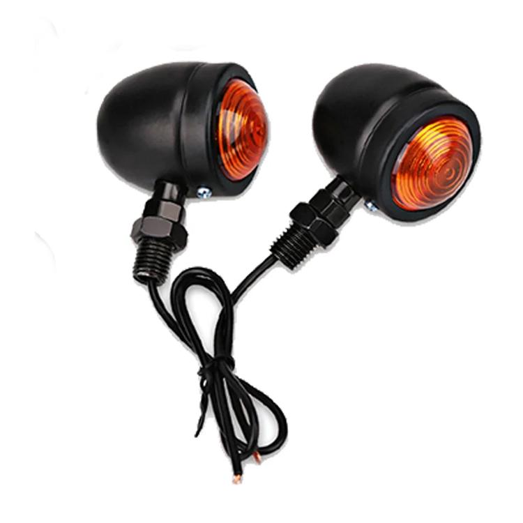 2/4Pcs Retro Motorcycle Turn Signals Universal 12V Single Wire Turn Signals Lights Motorbike Blinkers for Honda Suzuki Harley Motorbike Accessories