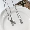 Sweet Cool Bear Series Metal Necklace Simple Retro Round Brand Pendant Versatile Niche Design Clavicle Chain