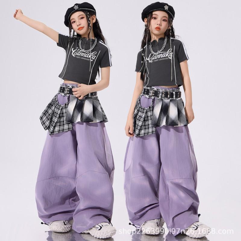 Girls Hip Hop Dance Outfit Kids Jazz Performance Top Pants Set Street Style Stage Wear