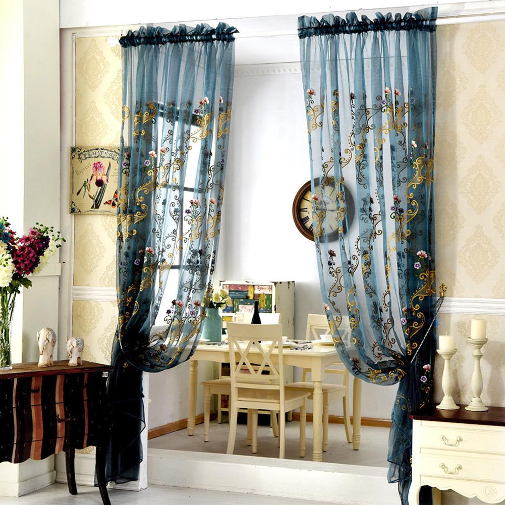 1 шт., белая прозрачная тюль с вышивкой в ​​европейском стиле, марлевая пряжа, вуаль, оконная занавеска для гостиной, NAPEARL