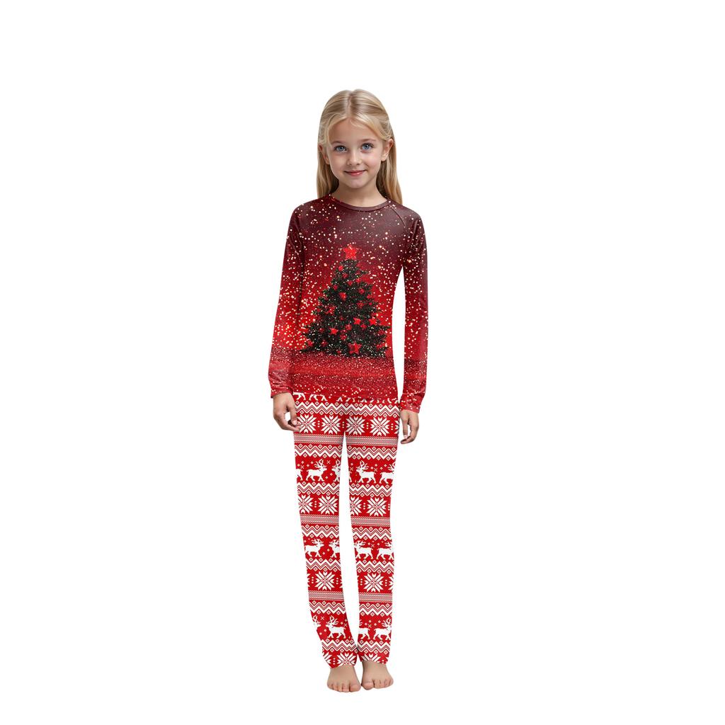 Christmas Print Family Outfit Long Sleeve Top + Pants Set Family Outfit