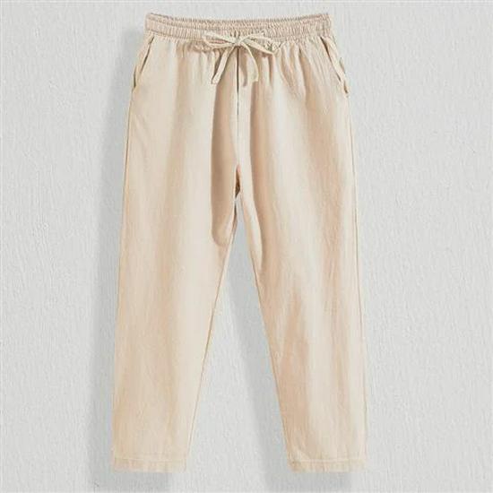 Men's Casual Linen Trousers: Lightweight, Loose Fit, 9/8 Points, Trendy Summer Style