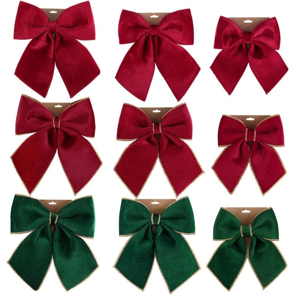 New Flannel Christmas Bow Tie Red Green Handcrafted Christmas Tree Decorations Wreath Bow Holiday Decoration