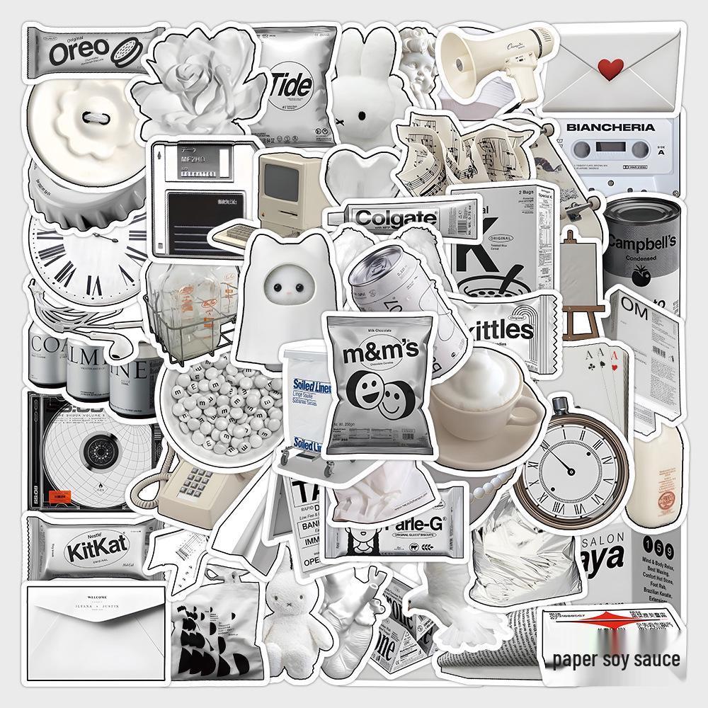 60 листов многоцветных наклеек в стиле ИНС: Реалистичные маленькие объекты в синем, розовом, фиолетовом, желтом и зеленом цветах