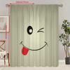 2PCS- Naughty Smiley Face - Printed Curtain - Polyester Material - Suitable for Bedroom, Living Room, Study, Private Space