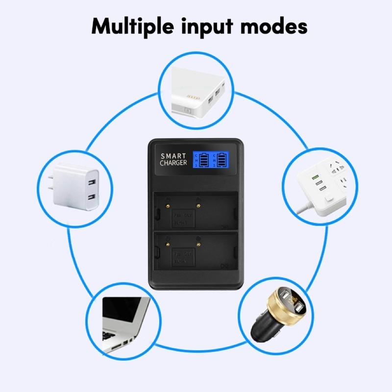Convenient and Portable BLH1 LCD Double Slot Charger Camera Battery Charger for Olympus EM1 MARKII EM1-2 EM1 Mark 2 EM1