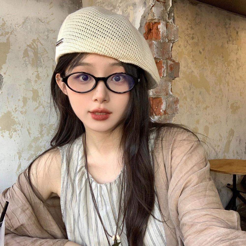 Japanese Style Weave Hat Vintage Crochet Knitted Cap Elegant Hollowed Out Beret Hat Spring