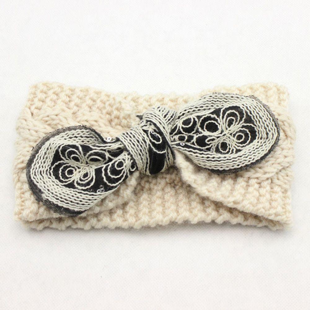 Богемская Женская Девичья Цветочная Повязка на Голову с Бантом и Ушками Кролика Тюрбан Вязаная Крючком Повязка на Волосы