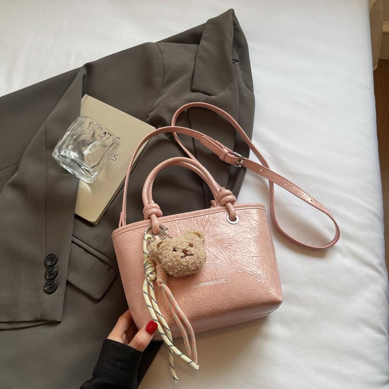 2025 Summer New Fashion Korean Lychee Pattern Portable Commuter Bag Women's Fashion Small Tote Bag Messenger Bag