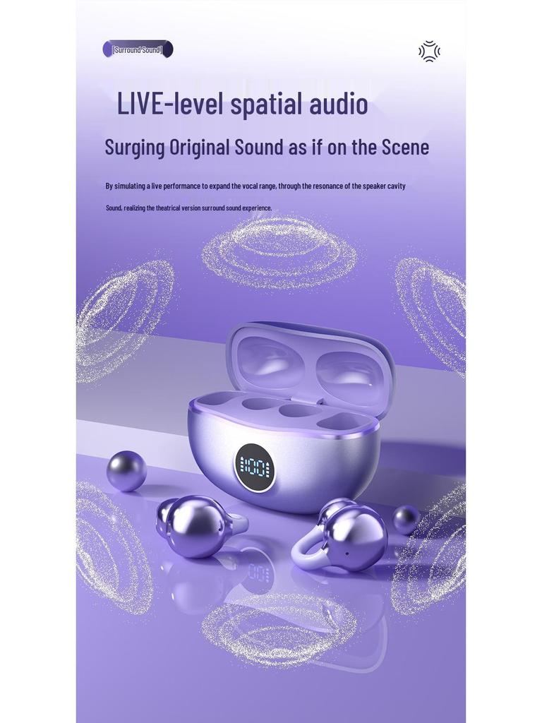 Bluetooth 6.0 Умное шумоподавление Накладные беспроводные наушники-клипсы с длительным временем работы от аккумулятора