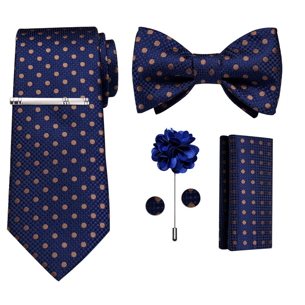 Синий шелковый мужской зажим для галстука, однотонный галстук для мужчин, подарок для мужчин, роскошный галстук, носовой платок, набор запонок, формальный свадебный галстук