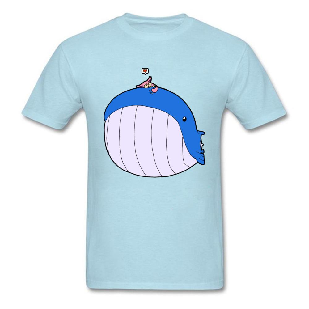 Whale Monster Tshirt Unisex Cute Blue Tshirt Hsowa Skitty Loves Wailord T Shirts Simple Cartoon Tees Custom Male Tops Oversize