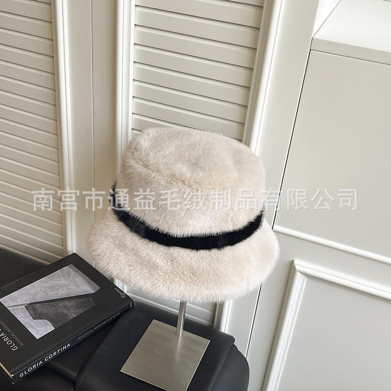 Women S Plush Bucket Hat Warm Windproof Autumn Winter Casual Hat