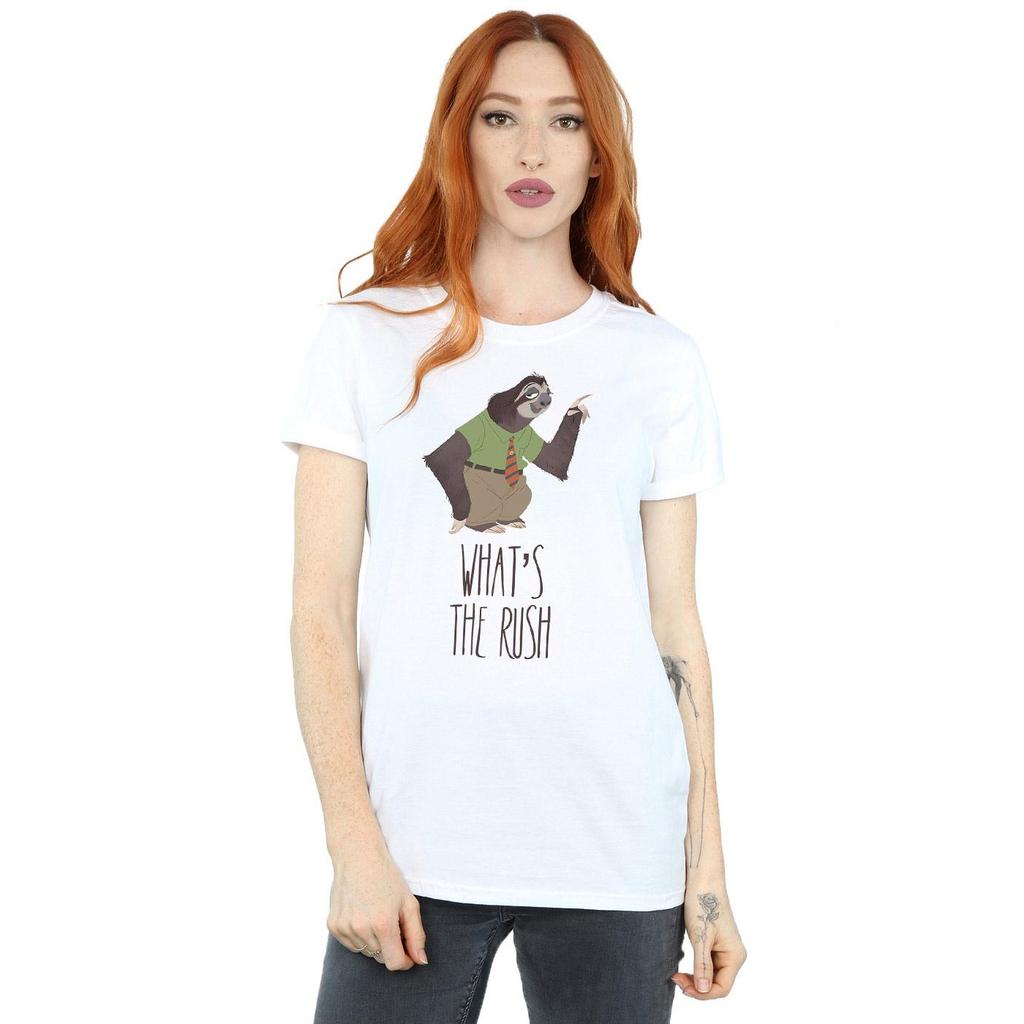 Disney Womens/Ladies Zootropolis What´s The Rush Cotton Boyfriend T-Shirt