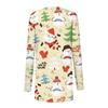 Women's Fashion Casual Christmas Print Medium Length Cardigan Jacket Coat