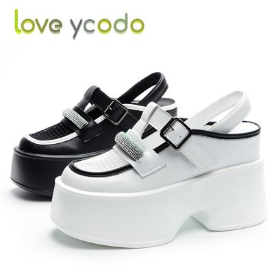 Брендовые летние сандалии из натуральной кожи для женщин и девочек на толстой подошве, модные повседневные сандалии из натуральной кожи