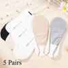 5 Pairs Women Cotton Boat Sock Non-slip Invisible Thin Socks Summer Thin Half Sole Socks Suspenders Not Drop Boat Socks