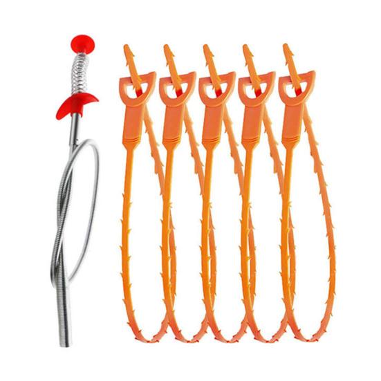 Drain Clog Remover Set Pipe Unblocking Hook Hair Catcher Drain Auger Cleaner Tool Bendable Metal Unclogger Hair Cleaner