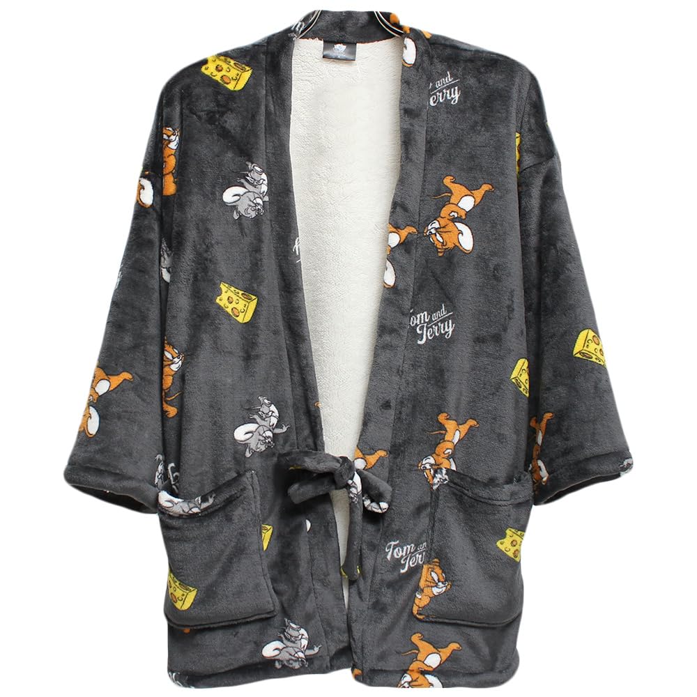 Один цвет TOM AND JERRY Мужская одежда для дома большого размера с подкладкой из пушистого флиса Чанчанько Хантен (Полупальто) - Размер 3XL, Угольный (39)