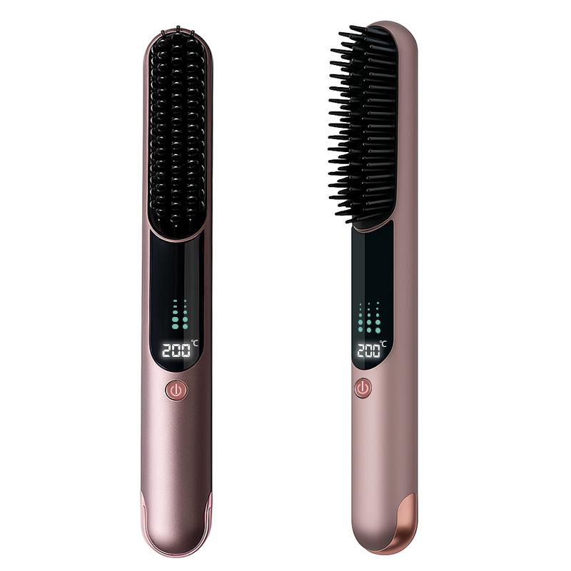 Mini Wireless Electric Hair Straightening Comb Negative Ion Straight Brush for Home Hotel Use Ceramic Handle Bristle for Cars