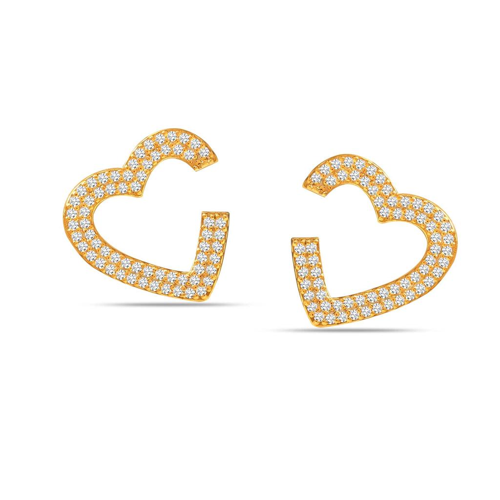 Ювелирные изделия из стерлингового серебра 925 пробы, серьги-гвоздики в форме сердца с позолотой из циркония 14 карат для женщин-подростков