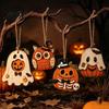 Cute Pumpkin Hanging Decorations Vintage Halloween Wooden Ornaments, Rustic Owl Ghost Farmhouse Seasonal Party Ornaments Tree Decoration with Rope for