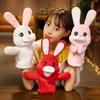 Cute Bunny Hand Puppet Plush Toy Can Open Mouth Can Move Ventriloquism Hand Puppet Kindergarten Performance Prop Rag Doll