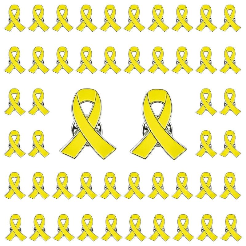 Набор из 10 значков-брошей с желтой лентой, значки осведомленности о здоровье, стильные значки осведомленности о борьбе с насилием, нагрудные значки, значки для одежды