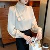 Fashion Half High Collar Satin Blouse Women Elegant Long Sleeve Womens Shirts Office Lady Tops Female Clothing 29935