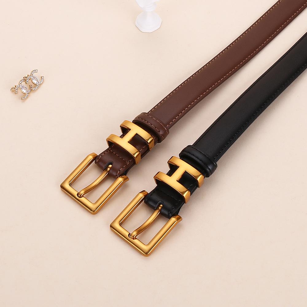 New H Women'S Belt Genuine Leather Cowhide Trendy And High-End Belt Women'S Simple Decoration H Belt Version