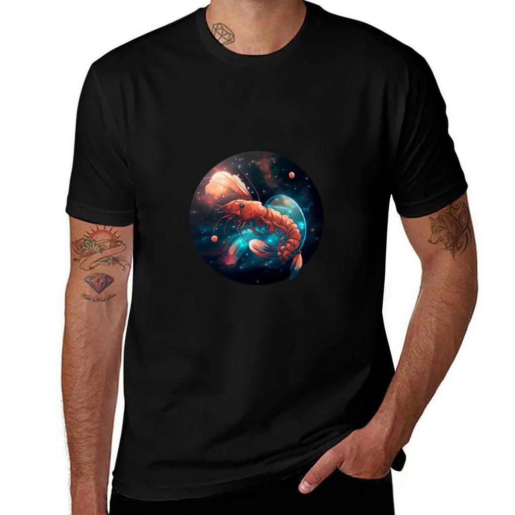 Magical Shrimp In Space Tshirt Basic Plain Tee For Spring And Summer