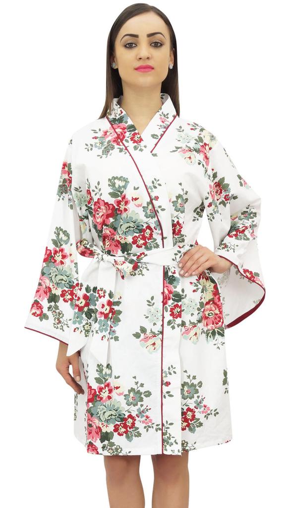 Bimba Women's Full Sleeve Kimono Robe With Belt Floral Print Cover Up