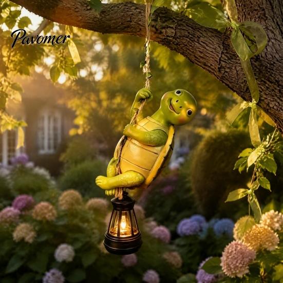 Unique Yard Decor for Garden Lovers Climbing Animal Solar Light, Resin Statue with Lantern, Fence Lights Hanging Light Outdoor Tree Decoration