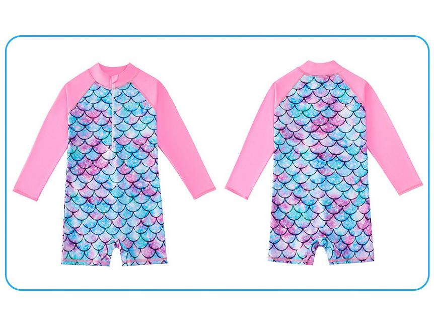 Купальник-русалка с длинным рукавом для девочек с защитой от солнца