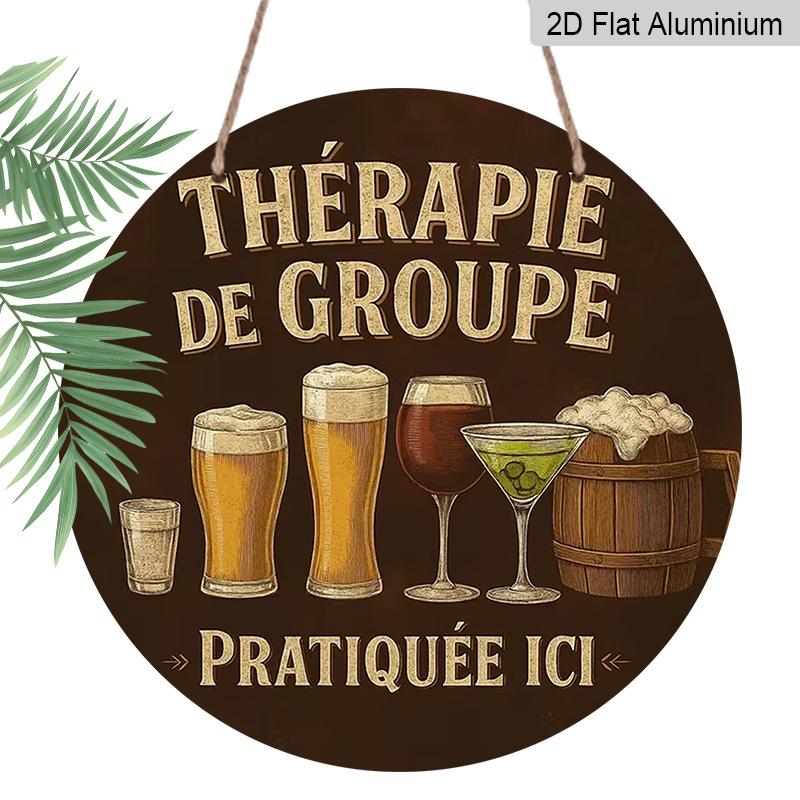 2D Flat Aluminum 7.87 Inch X 7.87 Inch Vintage French Beer Style Wall Hanging. Suitable for Bars, Living Rooms, Home Cellars, Kitchens, Parties
