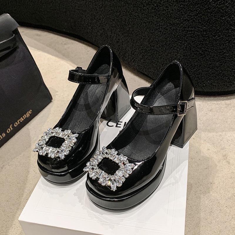 Сандалии на низком каблуке со стразами, женская обувь, новинка 2024 года, летняя модная женская обувь на квадратном каблуке Sandalias De Mujer