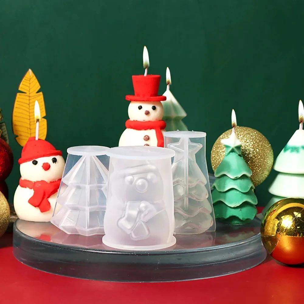 3D Рождественская елка Силиконовая форма для свечей 3D Джентльмен Снеговик Ароматерапия Гипсовая мыльная смола для изготовления рождественских поделок Подарки