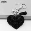 Romantic Dazzling Rhinestone Love Heart Charm Pendant Fringe Keychain Keyring KTY