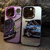 Модный ударопрочный чехол для телефона с принтом автомобиля для iPhone 16 13 14 11 12 15 plus 16 Pro Max X XR Xs цветной серебристый IMD жесткий чехол