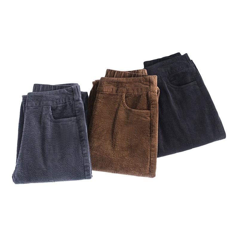 Fashion Women Winter Thicken Plush Corduroy Casual Pants Warm High Waist Lady Trousers SImple All-Match Female Leggings Harem Woman Pants Trousers
