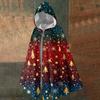 Christmas Print - Unisex Retro Vertical Cape Long Hooded Cape