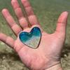 Glass Beach Pocket Heart Sea Inspired Heart Ornament Fused Glass Heart Pocket Token Keepsake Pocket Hug Heart Gift for Loved Ones