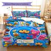 Pocoyo Cartoon Pattern Bedding Set Quilt Cover Pillowcase Home Decor Gift (1 * duvet cover + 2 * pillowcase, without core)