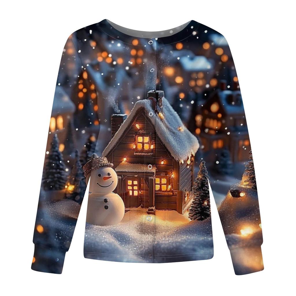 Женские топы с длинными рукавами и карманами, рабочий воротник-стойка, однобортный защитный комбинезон, куртка, рождественский топ