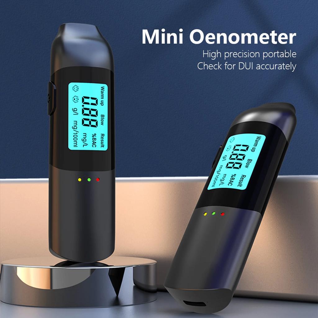Contactless Breathalyzer Portable Rechargeable Breath Analyzer with LED Display Voice Announcement