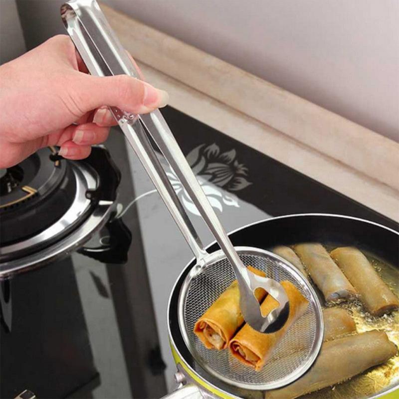 Kitchen Accessories Multifunction Stainless Steel Sieve Filter Spoon Fried Food Oil Strainer Clip Handheld Cooking Tools Gadgets