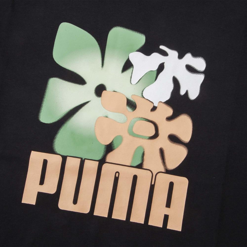 Puma Базовая графическая цветочная удобная повседневная футболка с коротким рукавом с принтом для мужчин, топы, черная 68436701