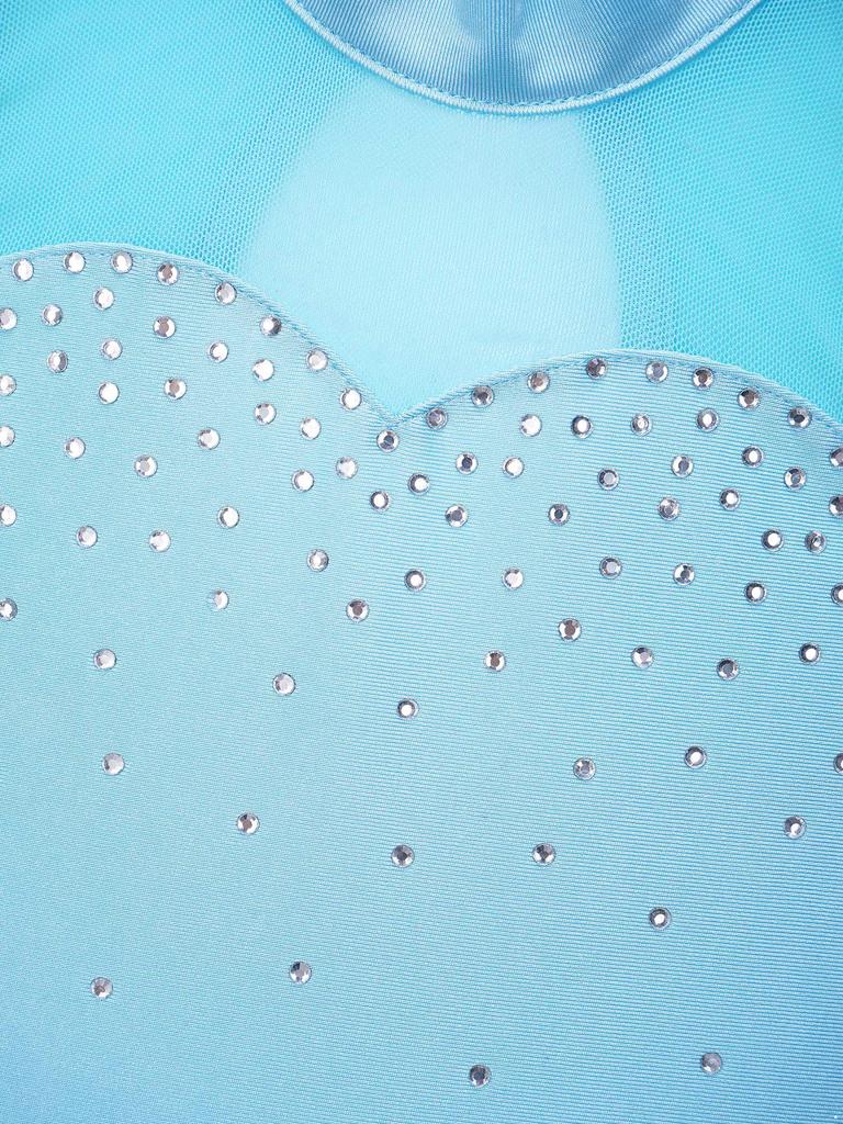 Платье для танцев для девочек, без рукавов, с блестящими стразами, спандекс, сетка, дизайн с вырезом на спине, наряд для выступлений