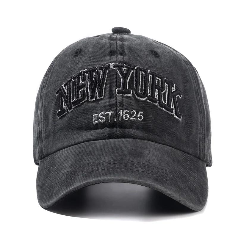 Хлопковая кепка New York с эффектом стирки для мужчин и женщин, кепки Snapback, бейсболки, защита от солнца, кепка, кепка папы, кепка для улицы